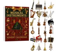 Musical Instruments Advent Calendar, 24 Days Christmas Countdown with Miniature Guitar, Piano, Saxophone Ornaments, Holiday Tree Decorations for Music Lovers, Thanksgiving Christmas Gifts