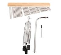 Musical Instruments Bell 65×16×12 Aluminum Alloy Wind with Wood Base Silver Color and Tripod Stand 36 Tones Wind Bell