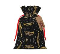 Musical Instruments Christmas Drawstring Sack Gift Bag, Lightweight And Cute In Design