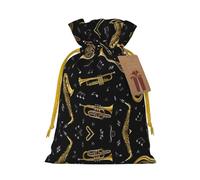 Musical Instruments Christmas Drawstring Sack Gift Bag, Lightweight And Cute In Design