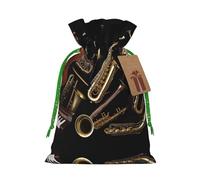 Musical Instruments Christmas Drawstring Sack Gift Bag, Lightweight And Cute In Design