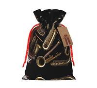 Musical Instruments Christmas Drawstring Sack Gift Bag, Lightweight And Cute In Design
