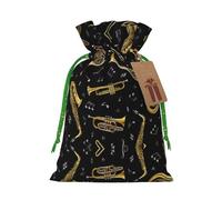 Musical Instruments Christmas Drawstring Sack Gift Bag, Lightweight And Cute In Design