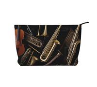 Musical Instruments Corduroy Makeup Bag with Stylish and Durable Zipper Design