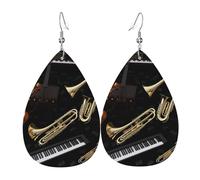 Musical Instruments Earrings for Women Teardrop Leather Earring Double Sided Drop Dangle Earrings Lightweight Women's Ear Accessories Jewelry Fashion Birthday Gift