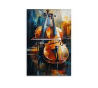 Musical Instruments Oil Painting- A Symphony of Colors Blending with The Elegance of Violins And Cellos, Capturing The Soul of Music on Canvas Wall Art Mural Modern Decoration Hanging Art Poster 20x30