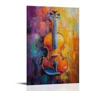 Musical Instruments Oil Painting- A Vibrant Symphony of Colors Brings This Classical Violin to Life, with Rich Textures That Echo Its Melodic Soul Fashionable Wall Decor - Hanging Art Poster And Mural
