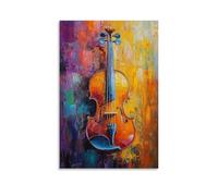 Musical Instruments Oil Painting- A Vibrant Symphony of Colors Brings This Classical Violin to Life, with Rich Textures That Echo Its Melodic Soul Fashionable Wall Decor - Hanging Art Poster And Mural