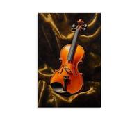 Musical Instruments Oil Painting - A Vibrant Violin Resting on A Velvet Cloth, Golden Light Accentuating Its Curves And Strings Fashionable Wall Decor - Hanging Art Poster And Mural08x12inch(20x30cm)