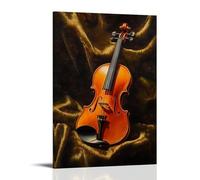 Musical Instruments Oil Painting - A Vibrant Violin Resting on A Velvet Cloth, Golden Light Accentuating Its Curves And Strings Fashionable Wall Decor - Hanging Art Poster And Mural16x24inch(40x60cm)
