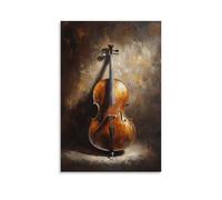 Musical Instruments Oil Painting - Cellos Soulful Embrace- Rich Brown Hues And Dramatic Shadows in A Moody, Chiaroscuro Composition Fashionable Wall Decor - Hanging Art Poster And Mural08x12inch(20x30