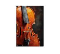 Musical Instruments Oil Painting - Close-up of A Vintage Violin with Intricate Wood Grain And Soft Ambient Lighting Fashionable Wall Decor - Hanging Art Poster And Mural08x12inch(20x30cm)