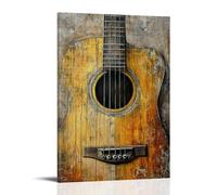 Musical Instruments Oil Painting- Close-up of A Weathered Acoustic Guitar, Showing Intricate Wood Grain And Warm Earthy Tones Fashionable Wall Decor - Hanging Art Poster And Mural20x30inch(50x75cm)