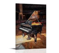 Musical Instruments Oil Painting- Grand Piano in An Empty Concert Hall, Dramatic Shadows Playing Across Its Polished Surface Fashionable Wall Decor - Hanging Art Poster And Mural12x18inch(30x45cm)