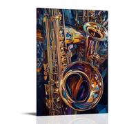 Musical Instruments Oil Painting- Jazz Trios Brass Instruments - Trumpet, Trombone And Saxophone in Dynamic Metallic Reflections Fashionable Wall Decor - Hanging Art Poster And Mural20x30inch(50x75cm)