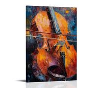 Musical Instruments Oil Painting- Symphony of Strings - Cello Close-up with Rich Hues Decorative Modern Mural - Wall Art Hanging Poster 16x24inch(40x60cm)