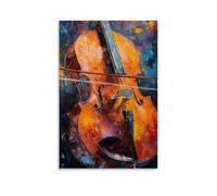 Musical Instruments Oil Painting- Symphony of Strings - Cello Close-up with Rich Hues Decorative Modern Mural - Wall Art Hanging Poster 24x36inch(60x90cm)