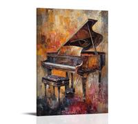 Musical Instruments Oil Painting- The Silent Melody of A Grand Piano Bathed in Warm Sunset Hues And Delicate Brushstrokes Fashionable Wall Decor - Hanging Art Poster And Mural20x30inch(50x75cm)
