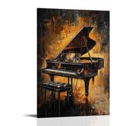 Musical Instruments Oil Painting- The Silent Melody of A Grand Piano Bathed in Warm Sunset Hues And Delicate Brushstrokes Trendy Hanging Wall Art Decorative Mural Poster20x30inch(50x75cm)