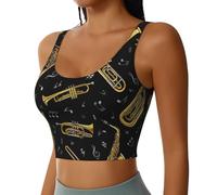Musical Instruments Print Workout Tank Tops for Women Racerback Sport Running Yoga Basic Sleeveless Shirts Black