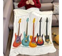 Musical Instruments Throw Blanket Music electric guitar Fleece Blanket 150 x 200 cm Fuzzy Super Soft Reversible Warm Flannel Blankets Couch Bed Sofa Adults Kids All Seasons