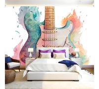 Musical Instruments Wall Mural 250 x 180 cm Music Electric Guitar Non-Woven Art Print Wallpaper Mural for Walls Living Room Bedroom TV Background Boys Girls Kids Rooms Decoration