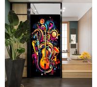 Musical Instruments Window Privacy Film Abstract Music Classical Stained Glass Window Film Decorative Window Cling for Home Window&Glass Door, Sun Blocking 23.6Wx35.4L inch