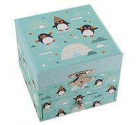 Musical jewellery box/musical box for jewels made of wood with dancing penguin, drawer and 18-note wind up musical mechanism - A little night music - Eine kleine Nachtmusik (W. A. Mozart)