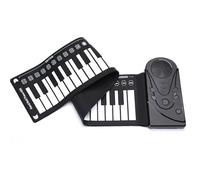 Musical Keyboard For Beginner 49 Key Hand Rolled Piano Silicone Portable Beginner Folding Electronic Piano(Black)