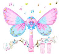 Musical Light Up Butterfly Fairy Stick Bubble Machine Toy - pink
