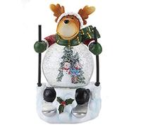 Musical Light Up Christmas Water Ball Skiing Xmas Icons with Snow Globe Belly Very Cute Christmas Decoration (Reindeer)