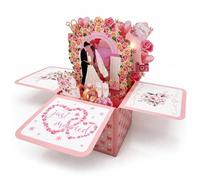 Musical & Light Wedding Cards, 3D Pop-Up Box Wedding Card Just Married for Bride & Groom, Romantic LED Music Wedding Gift for Daughter, Best Friend, Brother & Sister in Law, Keepsake