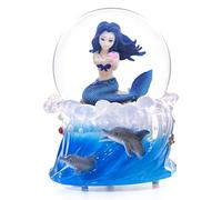 Musical Mermaid Snow Globe, “You Are My Sunshine”, Auto Swirling Glitter & Warm Light, Ocean Wave Waterball with Dolphins, 6 Inch Collectible Keepsake Gift for Girls, Bedroom/Nursery Décor