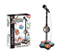 Musical Microphone with Stand, Kid's Karaoke Mic Amplifying Music Bracket Singing Toy with Colorful LED Lights for Stage Like Performance-s and Interactive Games