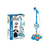 Musical Microphone with Stand, Kid's Karaoke Mic Amplifying Music Bracket Singing Toy with Colorful LED Lights for Stage Like Performance-s and Interactive Games