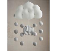 Mamas & Papas Welcome to The World Cloud and Elephant Musical Mobile with Pom Poms, Grey Elephant