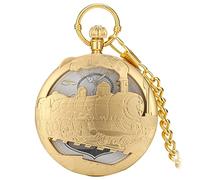 Musical Movement Pocket Watch/Classic Collectible with Chain for Christmas, Birthday, Valentine's Day Gifts, M, Gold Train