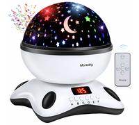 Musical Night Light Star Projector 360 Rotates, 12 Songs, Rechargeable Battery, USB/4xAAA, Night Light & Moon-Star Show (FEYX171116-2F)