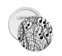 Musical Notation Print Pattern -Print Custom Round Enamel Pin - Alloy Metal Lapel Badge For Jacket, Bag, Gift Idea.
