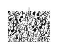 Musical Notation Print Pattern Print Kitchen Tableware Drying Pad Microfiber Absorbent Dishes Drainer Mats , 18x24 In