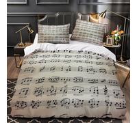 Musical Notation Quilt Cover 3D Design Printed Super Soft 3-Piece Bedding Set Zipper Classical Sheet Music Duvet Cover Luxury Durable for Teens Adults Kids Women Youth Boys Girls King（220x240cm）