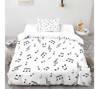 Musical Note Bedding 3D Art Printed Duvet Cover Set European Style Hypoallergenic 2 Pcs 100% Pure Cotton,for Adults With Pillowcase Single（135x200cm）