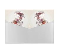 Musical Note Floral Accordion File Organizer 6 Pocket Document Organizer Expanding File Folder Accordion Folder with Labels, Travel Document Folders Plastic Envelopes with Snap Closure 13x9.1 Inch