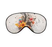 Musical Note Floral Blackout Sleep Eye Mask, Ventilated Fabric, Adjustable Wearing Style, Zero Pressure Sleeping Mask Soft Skin Friendly Eyeshade for Women Men