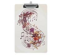 Musical Note Floral Clipboard Retractable Hanging Tab Clip Board Plastic Clipboard Nursing Clipboards Nurse, Doctor, Cute Design for Standard Size 12.5 X 8.5Inch