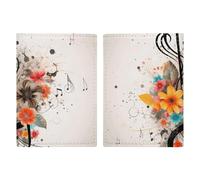 Musical Note Floral Passport Holder Cover PU Leather Waterproof Passport Case Travel Wallet with Credit Card Slots for Women Men, style, 20.3x13.8cm
