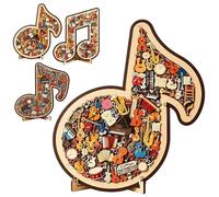 Musical Note Instrument Jigsaw Puzzle Ornament, 3D Wooden Music Note Jigsaw Puzzle Ornament, Stunning Display Art with Various Fragments Interior and Classic Musical Note Outer Gift for Music Lovers