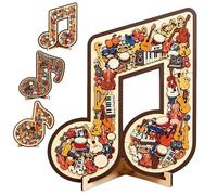 Musical Note Instrument Jigsaw Puzzle Ornament, 3D Wooden Music Note Jigsaw Puzzle Ornament, Stunning Display Art with Various Fragments Interior and Classic Musical Note Outer Gift for Music Lovers