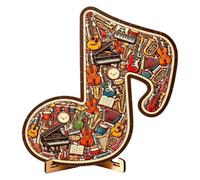 Musical Note Instrument Jigsaw Puzzle Ornament, 3D Wooden Music Note Puzzle, 73PCS Stunning with Display Fragmen Art Various
