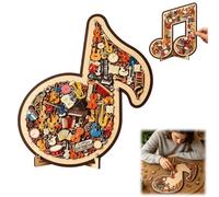 Musical Note Instrument Jigsaw Puzzle Ornament, 3D Wooden Music Note Puzzle, Creative Musical Instrument Puzzles Decor for Music Lovers,Unique Desk Art Gift for Father's Day Brithday